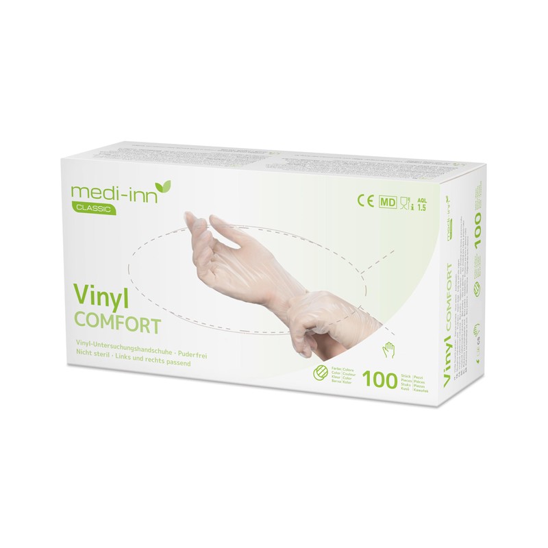 Medi-Inn 04928437 Single Use Disposable Vinyl Powder-Free Gloves Pack of
