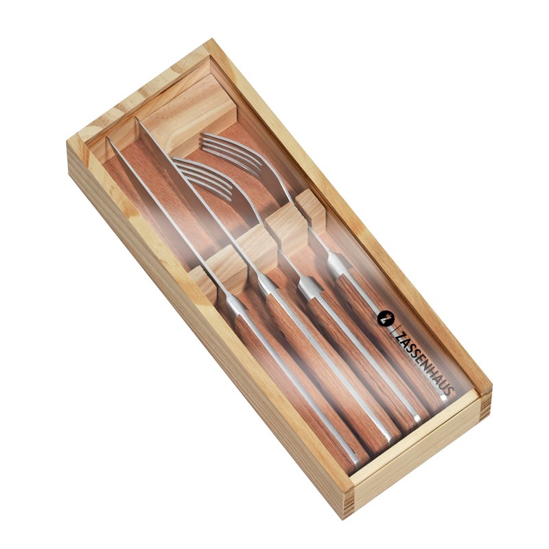 Zassenhaus Steak Cutlery Set of 2 with Pakka Wood Handles,