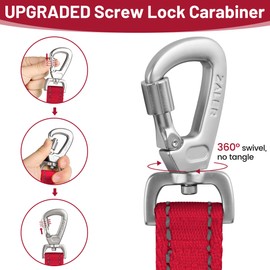 ZALER Short Dog Leash 2 ft, 24 Inches Traffic Leashes for Dogs, Nylon Reflective Dog Lead with Padded Handle, Heavy Duty Pet Leash with Carabiner Clip for Large and Medium Dogs (24" Red)