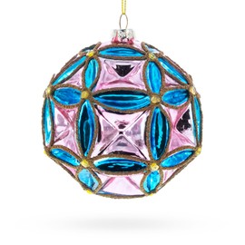 Multi-Colored Faceted Design Vibrant Geometric Glass Christmas Ornament
