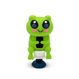GOOFBALLS Frog on Toilet Dashboard Dancer – Hilarious Bobblehead Frog Scrolling on Phone – Funny Car Dashboard Toy – Soft Plastic with Adhesive Pad – Cute, Quirky Gag Gift for Drivers, & Office Desks