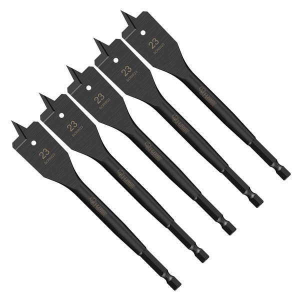 5 x SabreCut SCRIW23_5 23mm x 152mm Impact Rated Flat Wood Spade Bits Compatible with Bosch Dewalt Makita Milwaukee and Many Others