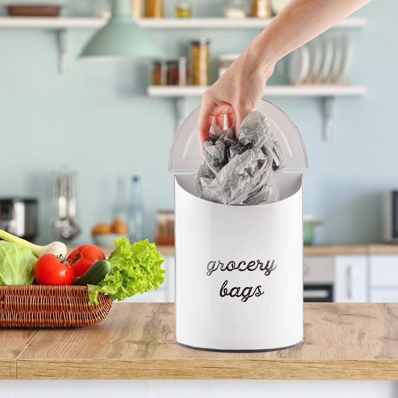 AuldHome Design Rustic Grocery Bag Holder; Wall-Mounted Vintage Enamelware Farmhouse