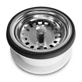 AQUADE 6256 Strainer Basket Insert, Diameter 70 mm, Strainer Basket Valve, Pestle Valve, Unlockable Strainer Basket for Kitchen Sink, Stainless Steel