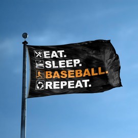 Eat Sleep Baseball Repeat Flag - 3x5 ft High-Durability Polyester Fade-Resistant, Weatherproof Outdoor/Indoor Banner