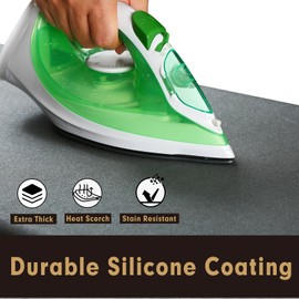 Ironing Board Cover and Padding Set, Iron Board Cover with Padding, Large 15x54 in Full Size Scorch Resistant Padding, Durable Ironing Board Cover Pad, Elastic Edge, Adjustable Fastener Strap, Silver