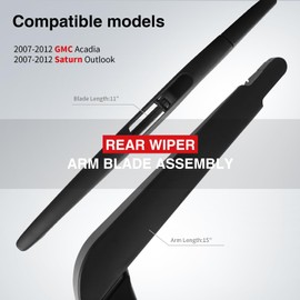 Replacement for Genuine GMC Acadia, Saturn Outlook 2007-2012, Rear Windshield Wiper Arm Blade Set - OTUAYAUTO Factory OEM Style 15276248