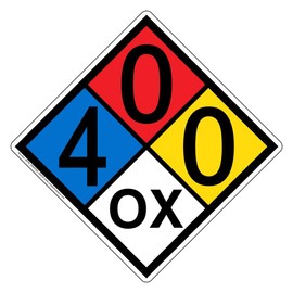 ComplianceSigns.com NFPA 704 4-0-0-OX Hazard Diamond Placard Label Decal, 12x12 in. Vinyl for Hazmat Emergency Response Identification