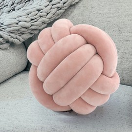 Jemsia Knot Pillow Ball Pillow Knot,Soft Home Decorative Pillows,Handmade Knotted Round Pillow Cushion for Decoration Bedroom,Living Room,Couch,Armchair,Photography Props Pillow,Blush Pink,20cm