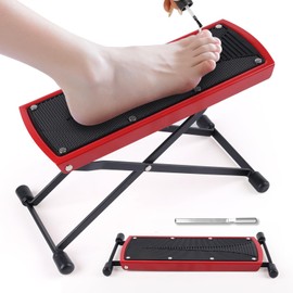 YINGJEE Red Pedicure Foot Rest, 6 Heights Adjustable Non-Slip Metal (Aluminum alloy) + Rubber Foot Stand for Easy at Home Pedicures, Foldable, Modern, Comfortable