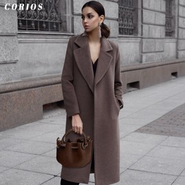CORIOS Drawstring Bucket Bag for Women PU Leather Tote Handbag Waterproof Shoulder Bag Crossbody Bag Fashion Top-handle Bag Small Satchel Bag Elegant Office Work Travel Daily Messenger Bag Coffee