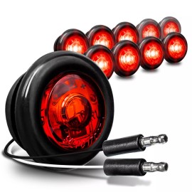ONLINE LED STORE 10pc 3/4" Round Red LED Trailer Bullet Clearance Side Marker Light - DOT P2PC