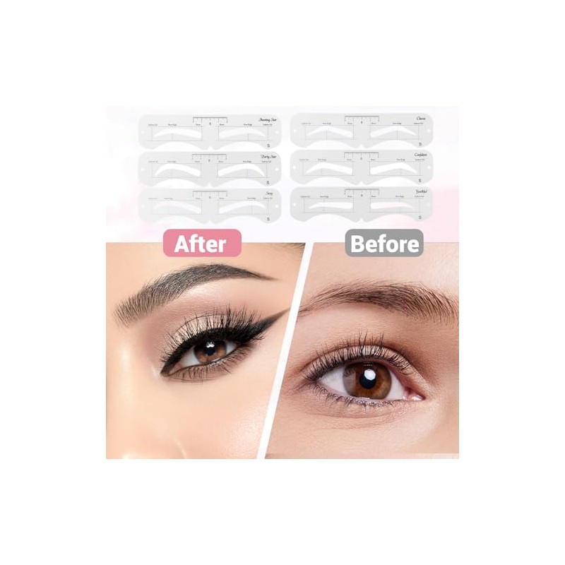 12 Pcs Reusable Eyebrow Stencils for Beginners, Eyebrow Stamp Brow