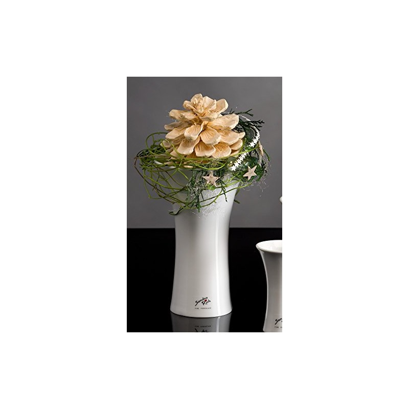 Sandra Rich Porzellanvase Tulip weiß konkav 22 cm hoch Ø