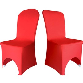 Time to Sparkle 4 Pack Chair Covers Spandex Lycra Stretch Slipcovers Dining Room Wedding Banquet Party Arched Front (Red Arched)