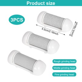 Pack of 3 Replacement Rollers Callus Remover, 3 Types of Roughness for Callus Corns Removal, Foot Care Devices Accessories for Pedicure Foot Care Set