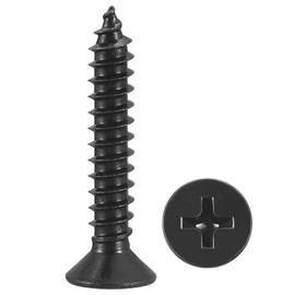 METALLIXITY Countersunk Phillips Wood Screws (#8x1) 50Pcs, Carbon Steel Coarse Thread Phillips Drive Flat Head Wood Screws - for Furniture Installation Repair, Black