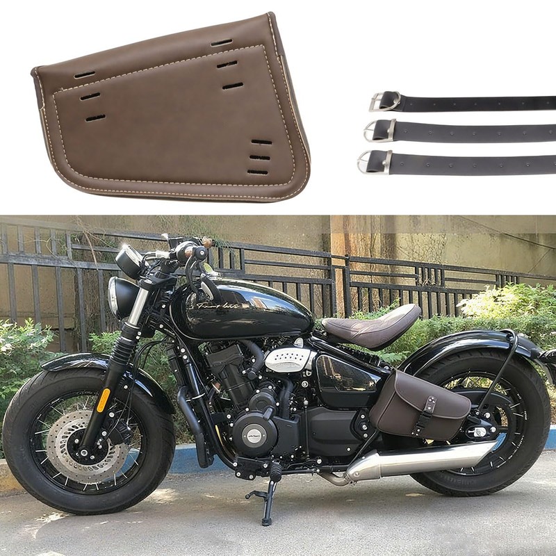 SZYUMO Motorcycle Saddle Bag Side Tool Bag PU Leather Tool