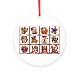 CafePress 12 Days of Christmas Round 4" MDF Holiday Ornament