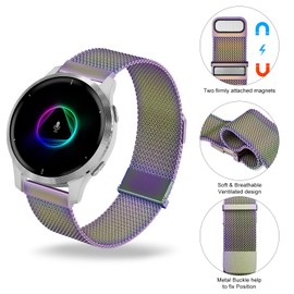 Stainless Steel Bracelet Garmin Venu 2 Plus 43 mm, 20 mm Metal Replacement Strap Mesh Bracelet for Garmin Venu Sq 2 Music/Venu/Sq Music/Venu 2 Plus/Forerunner 245/645 Music/Forerunner 55/158