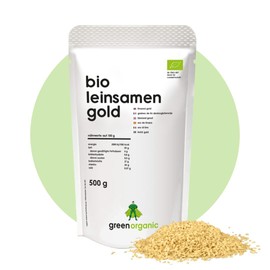 BIO GOLDLEINSAMEN PREMIUM, gelb, glutenfrei, sojafrei, ganze Samen, gelbe Leinsaat, naturbelassen, rein pflanzlich, EU-Landwirtschaft - 500g