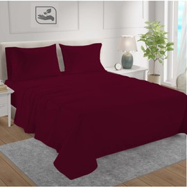 CharlottelyHues 800 Thread Count Sheet Sets 4 Piece 100% Egyptian Cotton Sheets 18" Deep Pocket Luxury Hotel Quality Long Staple Sateen Weave Breathable, Durable & Cooling Sheets - Queen (Burgundy)