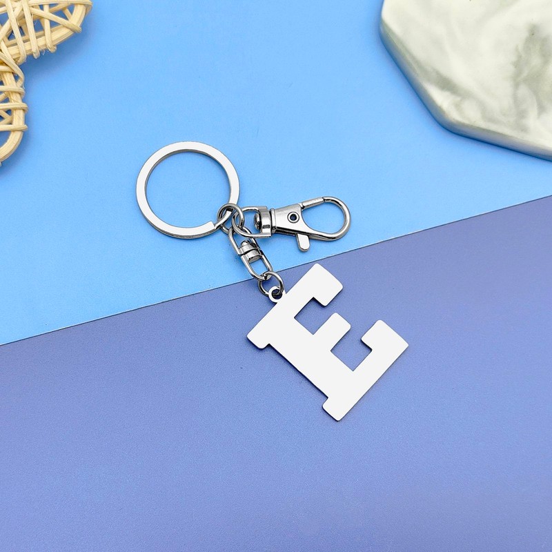 Initial Letter Keychain Letter E Alphabet Keyring for Handbag Wallet