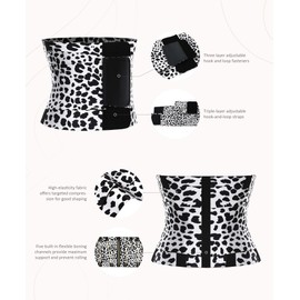 FeelinGirl Workout Waist Trainer Underbust Corsets Cincher Blet Hourglass Neoprene Body Shaper Black and White XS