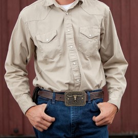 Fibbadet Belt Buckle for Men, American Western Cowboy Texas Rodeo Longhorn Bull Belt Buckles for Women (Bronze)