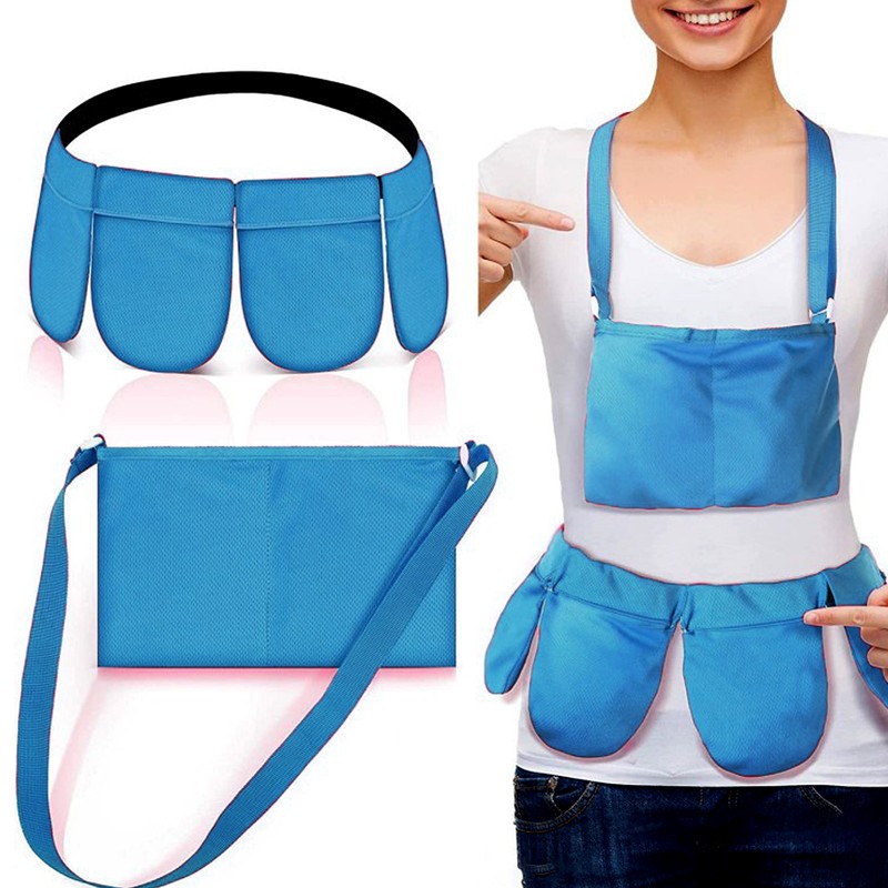Blue Breast Surgery Drainage Bag Breathable Mastectomy Drain Holder with