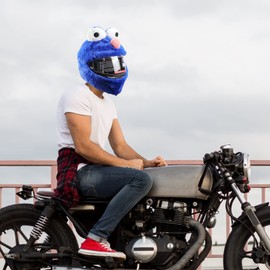 Towwoo Fabric Cover for Motorcycle Helmet, Funny Motorcycle Helmet Protective Cover, Great Eye-catcher, Outdoor Riding Equipment, Cartoon Plush Fabric Cover for Men and Women (A)