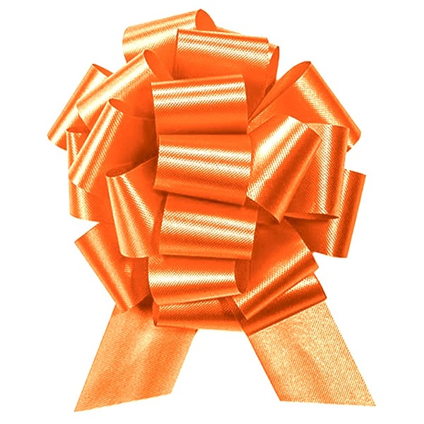 PMU Pull String Bows Orange 8 Inch 20 Loops (2 & 1/2 Inch Ribbon) Pkg/3