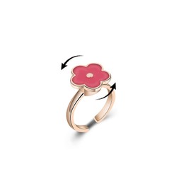 COLORFUL BLING Cute Cartoon Spinner Strawberry Planets Flowers Rings for Women Adjustable Fidget Rotating Lovely Mushroom Ring Anxiety Women Jewelry-flower