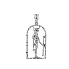 Fine Sterling Silver Hathor Egyptian God Pendant Necklace