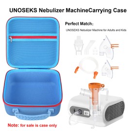 Elonbo Carrying Case for UNOSEKS Nebulizer Machine for Adults and Kids, Portable Mesh Atomizer Travel Case, Asthma Inhaler Storage Holder, Mesh Pocket fits Mask Tube, Blue