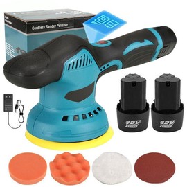 Cordless Car Buffer Polisher, 6 In Mini Buffer Polisher Kit with 2 Pack 12V Rechargeable Batteries,8 Variable Speed 5500RPM Orbital Polisher for Car Boat Detailing, Polishing,Scratch Removing