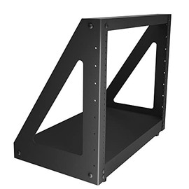 NavePoint 2-Post Open Frame Desk Rack, 8U, 10-32 Threaded, Black, 14.04 lbs, Cold Rolled Steel, Heavy Duty