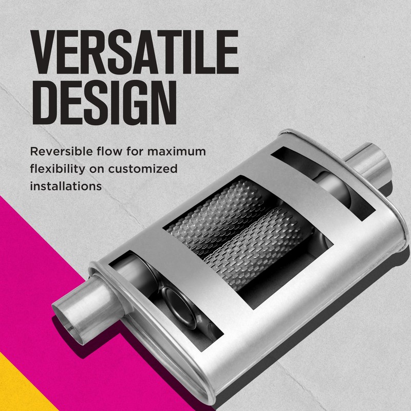 Thrush Muffler Deep Performance Tone Inlet 2 Pipe Connection Offset