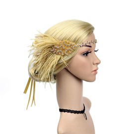 1920s Headpiece Great Gatsby Accessories Flapper Headband Wedding Headpieces for Bride Roaring 20's Art Deco Hair Clip 04Gold