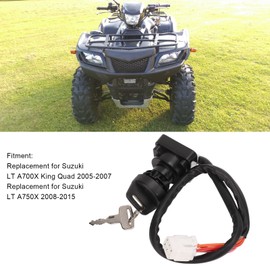 Acouto ATV Ignition Switch with 2 Keys 37110 31G01 37110 31G00 for Suzuki LT A700X King Quad 2005‑2007 for Suzuki LT A750X 2008-2015 Electrical Ignition Starter Switch Replacement
