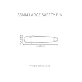 24 Pcs Large Safety Pins 65 mm Strong Blanket Pins for Clothes Blankets Crafts Skirts Kilts Brooch Making