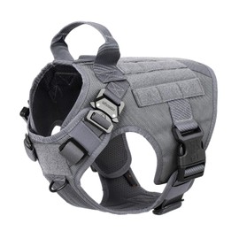 ICEFANG Tactical Dog Harness , Small Size,2X Metal Buckle,Working Dog MOLLE Vest with Handle,No Pulling Front Leash Clip,Hook and Loop Panel