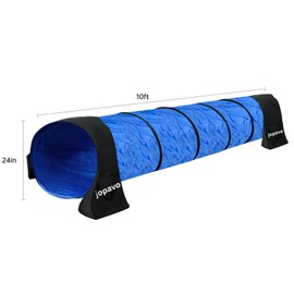 Dog Agility Training Equipment Tunnel:JOPAVO 10 Foot Dog Agility Tunnel with 2 Pack Sandbags, Carry Bag and 4 Ground Spikes.Ideal Dog Agility Equipment for Dog Obstacle Course,Exercise&Park Equipment