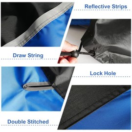 Kayme 300D Motorcycle Cover Waterproof Outdoor, All Season Rainproof Dustproof Motorbike Protective Tarp with Lock Hole, Universal Fit Street, Sport, Adventure, Cruiser MC, etc. Length 97 inch.