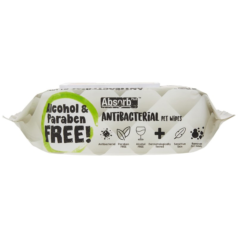 Absorb Plus Antibacterial Pet Wipes 80 Sheets, Floral