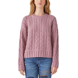 Lucky Brand Women's Cable Crew Sweater, Nostalgia Rose, Medium