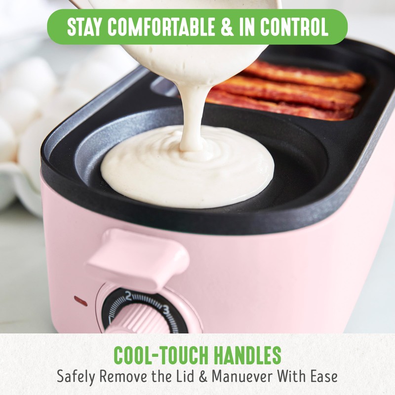 GreenLife 3-in-1 Breakfast Maker Station, Healthy Ceramic Nonstick Dual Griddles