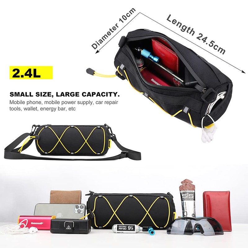 Rhinowalk Bike Handlebar Bag, Bicycle Front Bag Frame Storage Roll