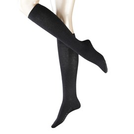 FALKE Women's Soft Merino Socks Merino Wool Cotton Black Grey More Colours Women's Thin Lightweight Warm Plain Calf Length Socks for Summer or Winter Work or Casual Looks 1 Pair, Anthracite,