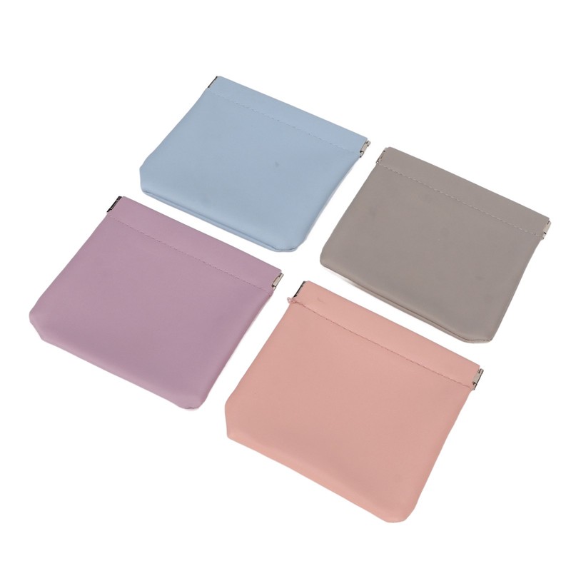 4 Colors Mini Lipstick Storage Bag Automatic Closure Portable PU